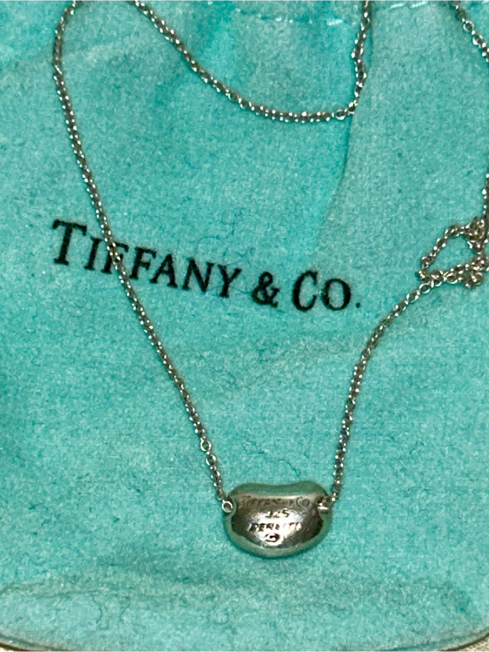 Tiffany & Co. Sterling Silver Bean Pendant Necklace - Silver